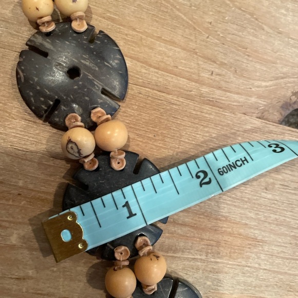 Women’s brown wood beaded tie belt Bohemian Beach festival coachella L/XL - Picture 4 of 5